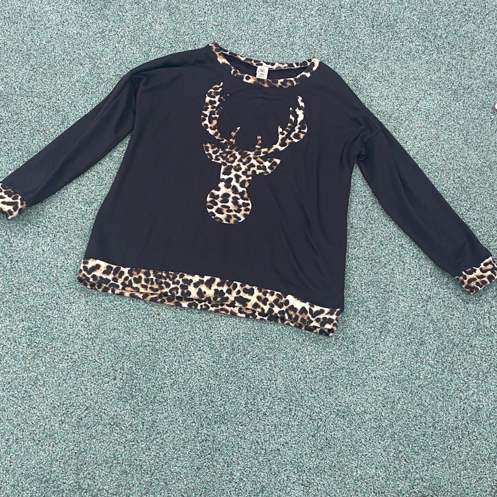 Sew In Love Black Top with Leopard Accents